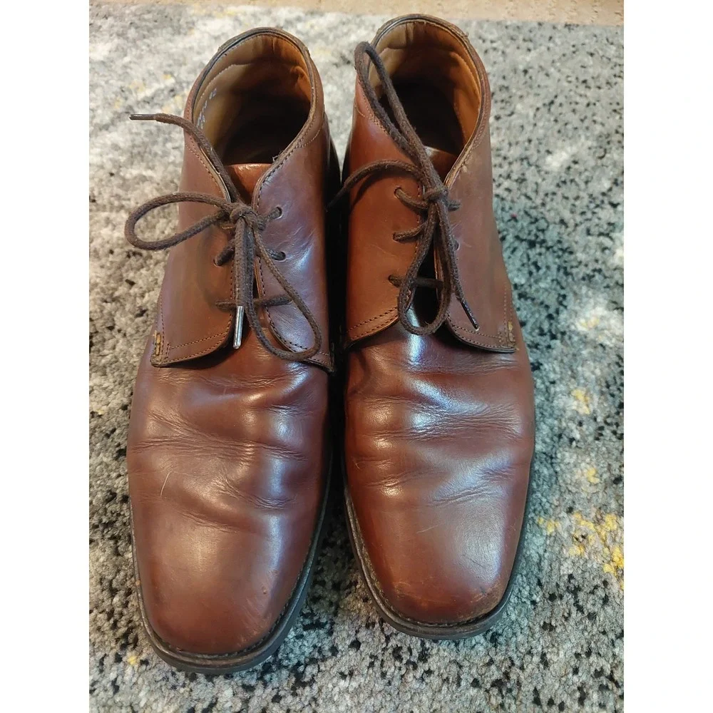 Brown Leather Chukka Ankle Boots Men's Dress Casual Comfortech Cognac Size 10